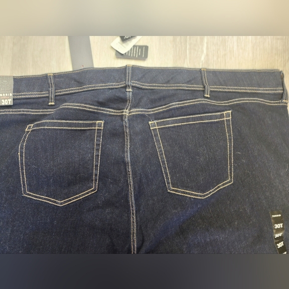 TORRID 30 TALL NEW W TAGS DARK FLARE DENIM⭐️DARK BLUE with Threading, AMAZING - Picture 7 of 7